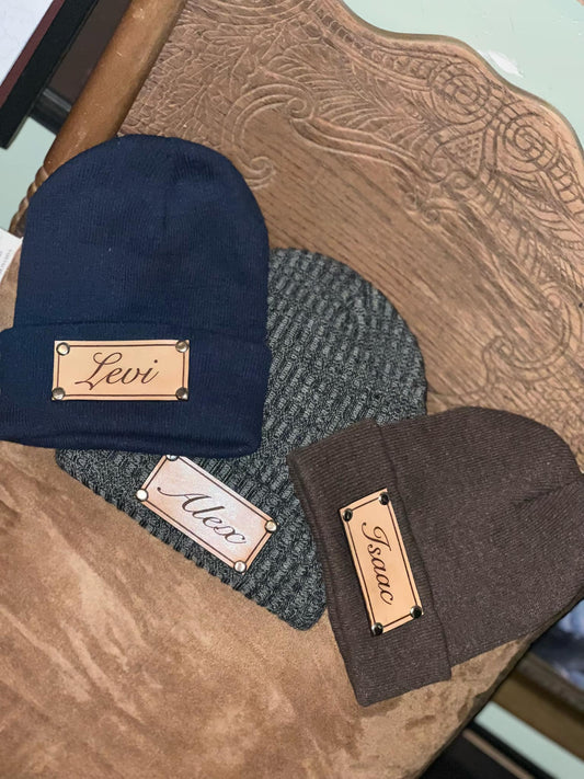 Leather Patch Beanie